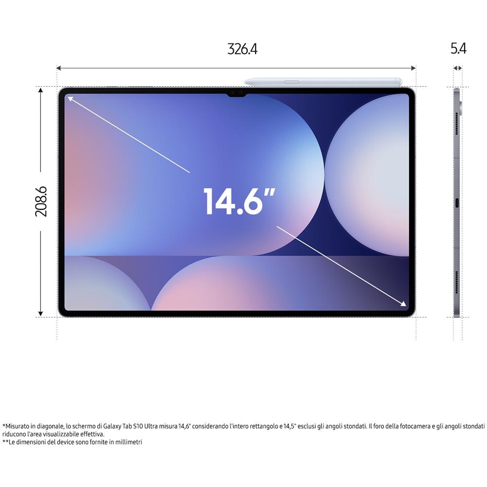 Galaxy Tab S10 Ultra Wi-Fi (2024) 512GB 12GB Ram Display 14.6" Dynamic AMOLED 2X, 11200 mAh, Android 14, IP68, Moonstone Gray Italia - Foto 2