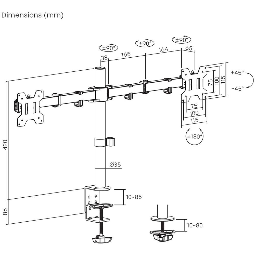DT32TSR-279 Supporti a parete per TV 81,3 cm (32") Scrivania Nero - Foto 7