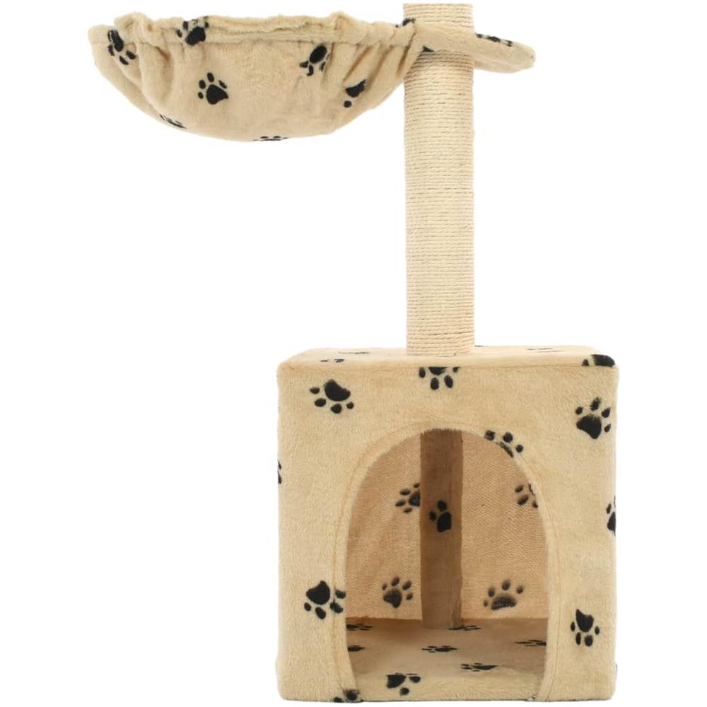 Albero Per Gatti Tiragraffi Sisal 105 Cm Zampe Stampate Beige - Foto 5