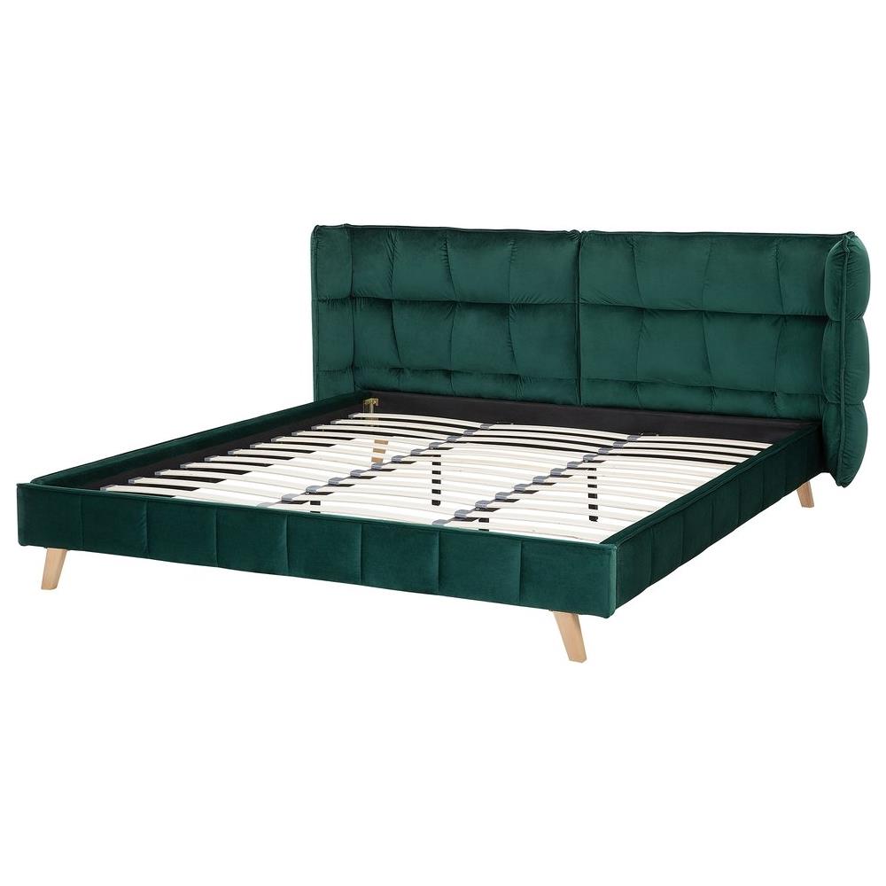 Letto Matrimoniale In Velluto Verde Scuro 180x200cm Senlis - Foto 2