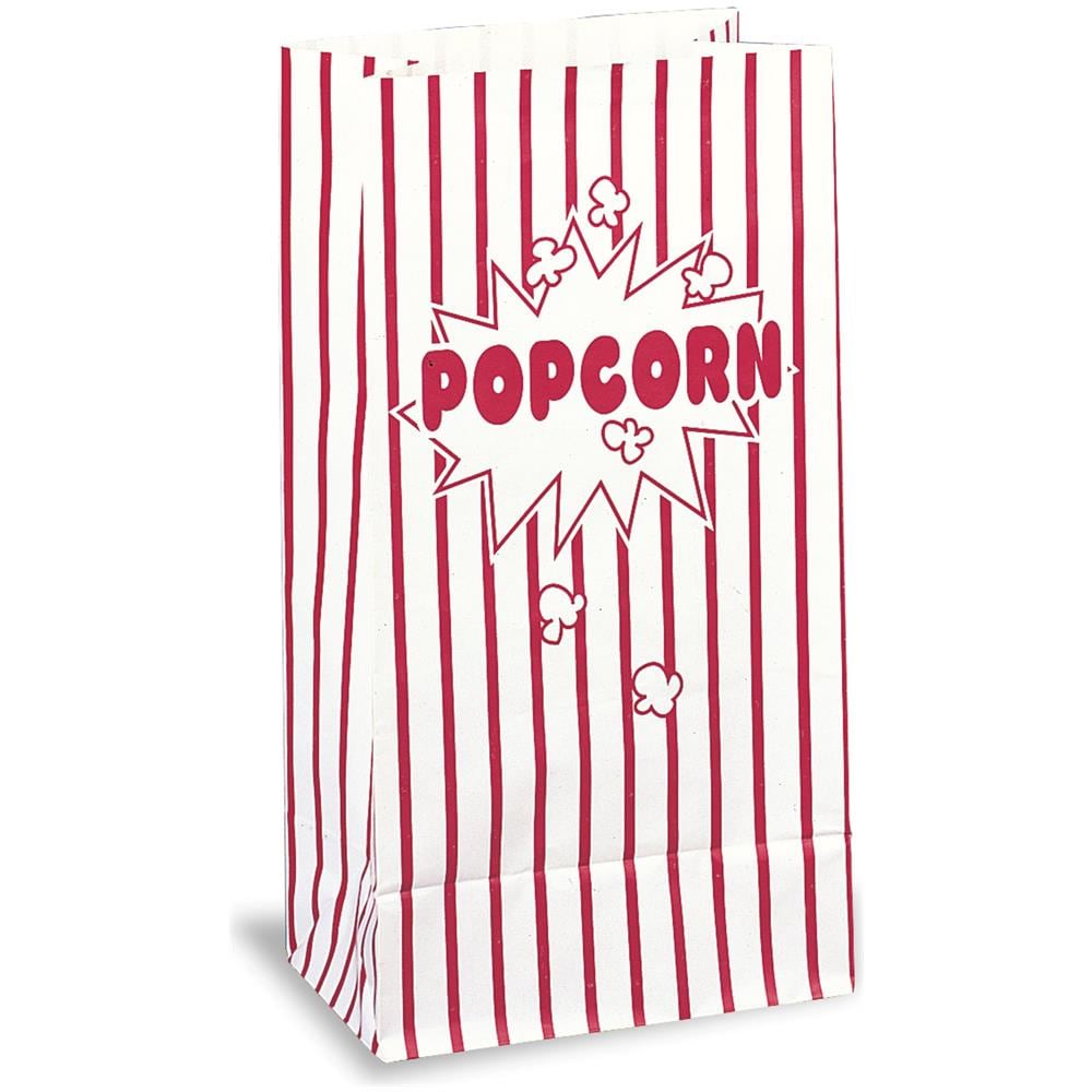 Unique - 10 Sacchetti In Carta Popcorn Righe Bianche E Rosse - Foto 1