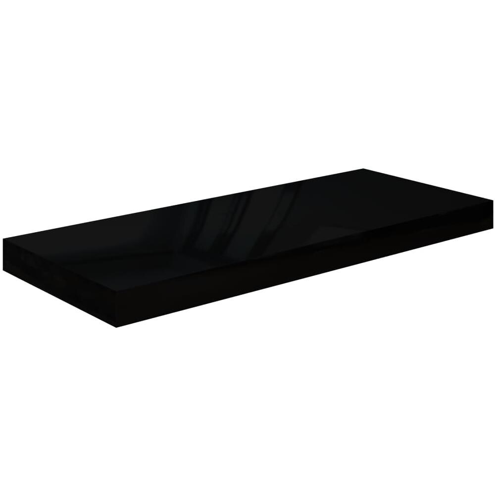 Scaffale A Parete Nero Lucido 60x23,5x3,8 Cm In Mdf - Foto 2