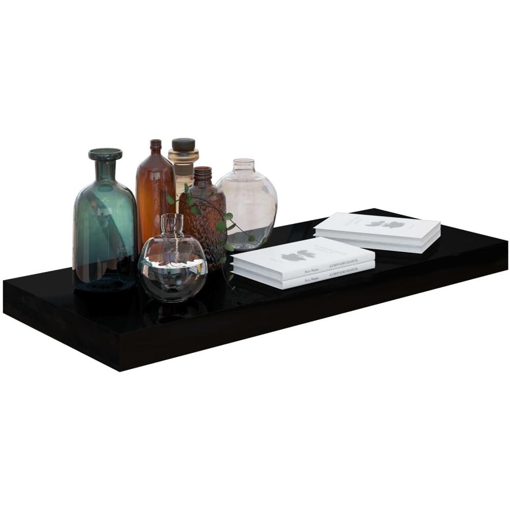 Scaffale A Parete Nero Lucido 60x23,5x3,8 Cm In Mdf - Foto 3