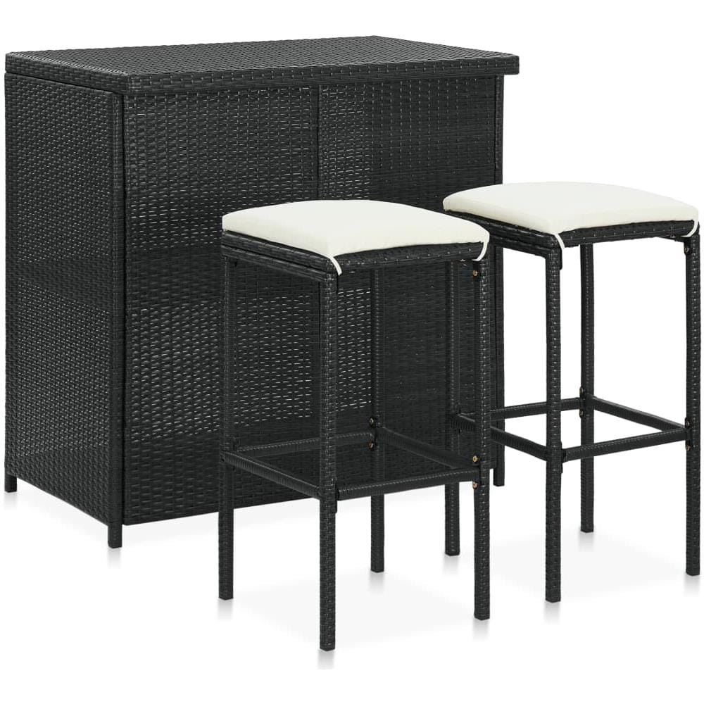 Set Da Bar 3 Pz In Polyrattan Nero - Foto 1