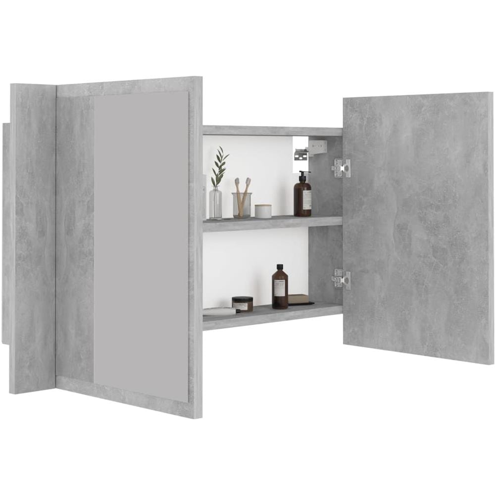 Armadietto a Specchio con Luci LED Grigio Cemento in Acrilico - Foto 2