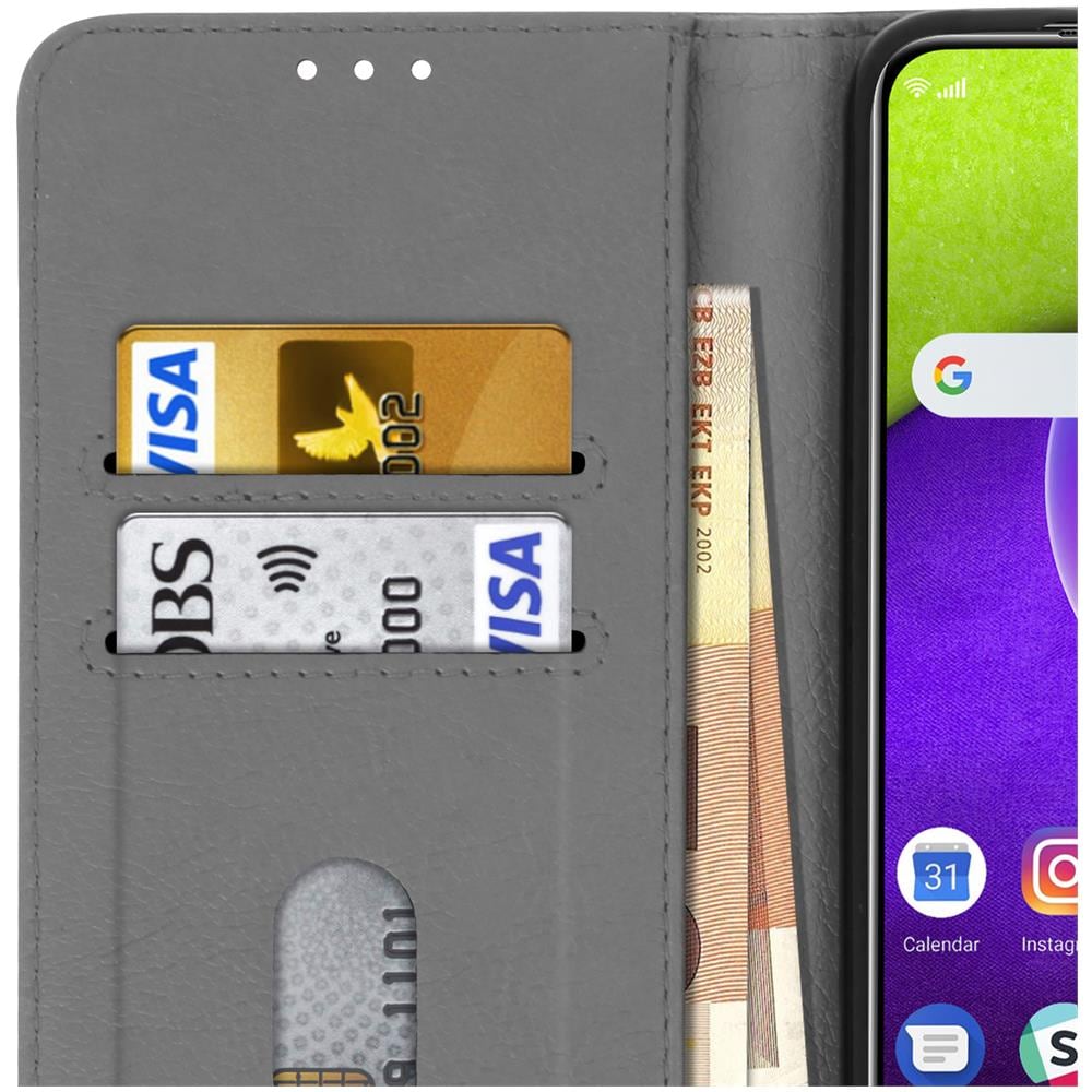 Custodia Per Samsung A52 Con Portacarte E Funzione Supporto Grigia - Foto 5