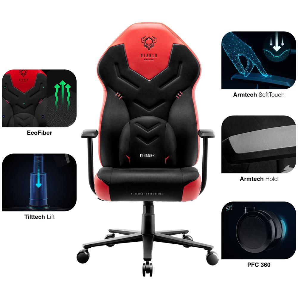Sedia Gaming X-gamer 2.0 in Tessuto Colore Rosso - Foto 2