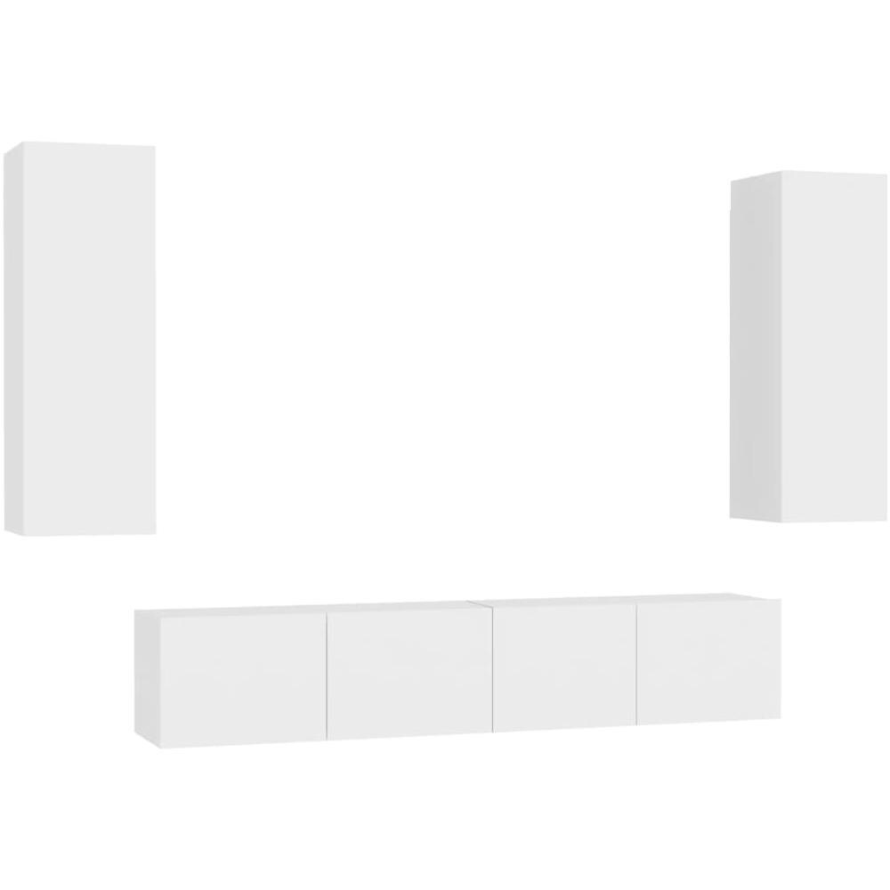 Set Mobile Tv 4 Pz Bianco In Truciolato - Foto 2