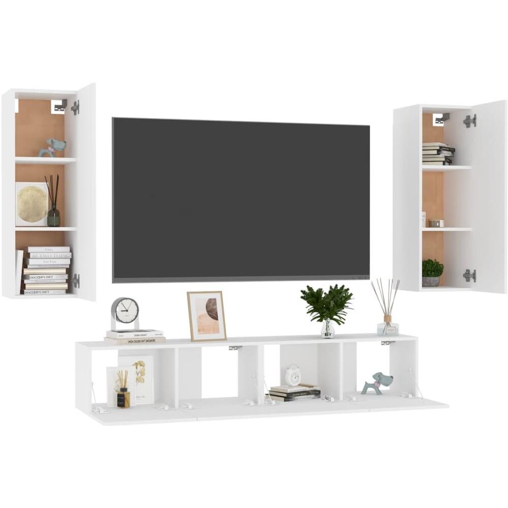 Set Mobile Tv 4 Pz Bianco In Truciolato - Foto 3