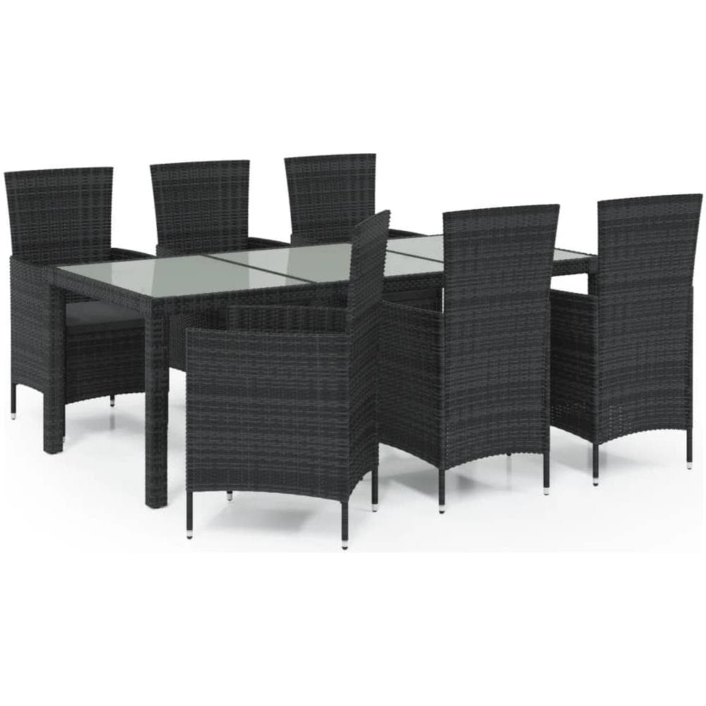 Set Mobili Da Giardino 7 Pz Con Cuscini In Polyrattan Nero - Foto 2