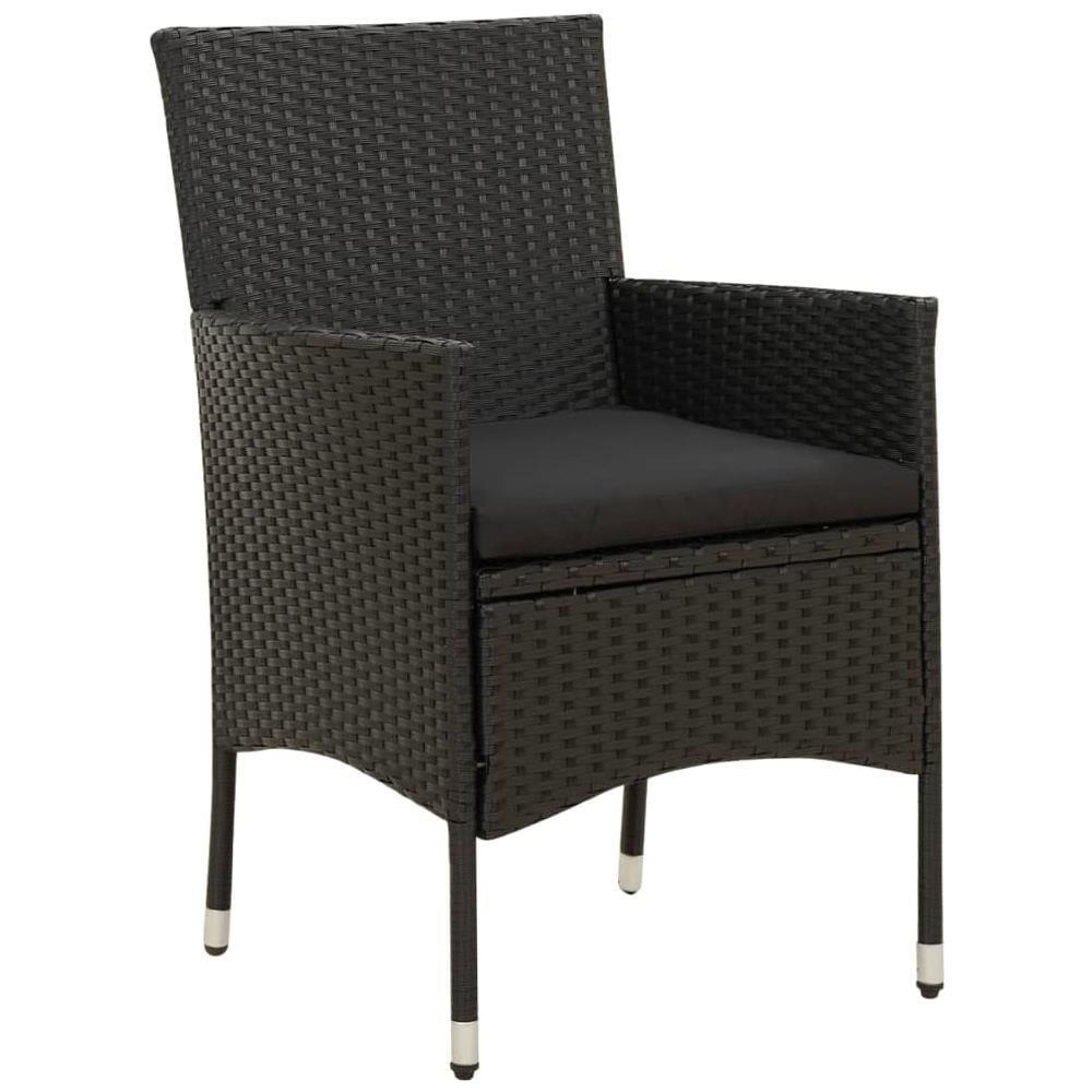 Set Mobili Da Giardino 7 Pz Con Cuscini In Polyrattan Nero - Foto 3
