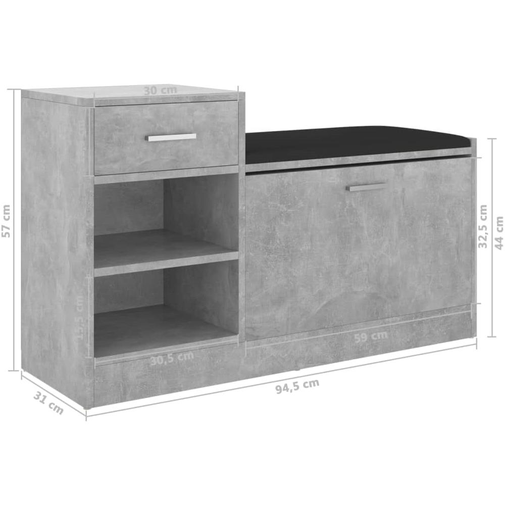 Panca Porta Scarpe Grigio Cemento 94,5x31x57 cm Multistrato - Foto 6