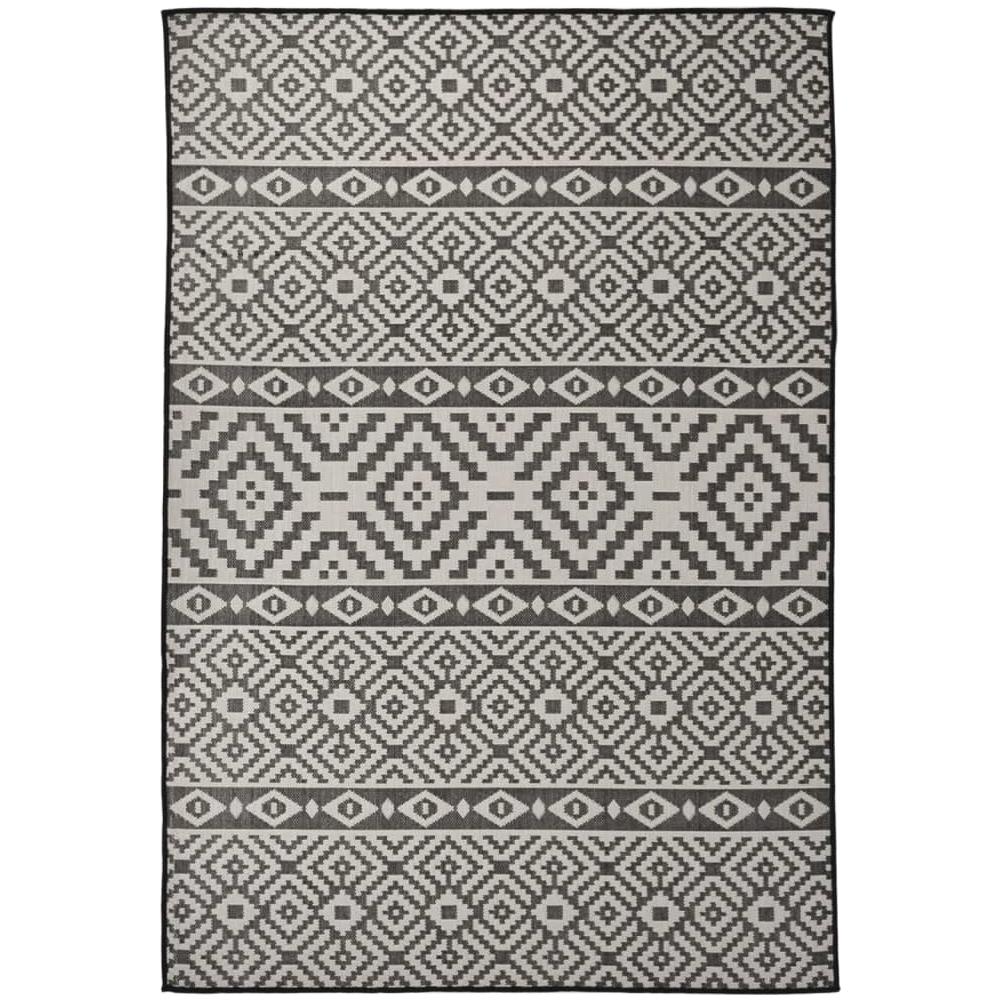 Tappeto Da Esterni A Tessitura Piatta 160x230 Cm Strisce Nere - Foto 1