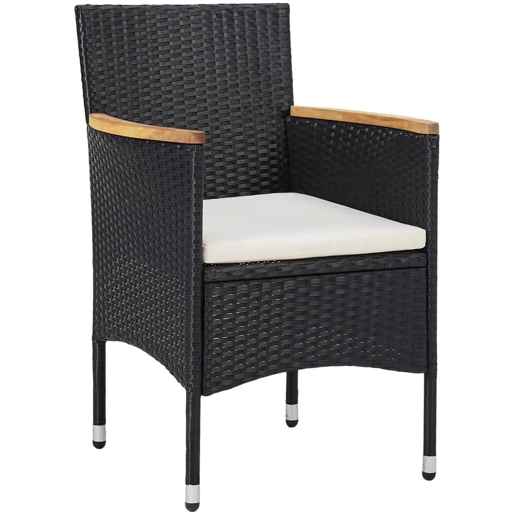 Set Da Pranzo Per Giardino 3 Pz In Polyrattan Nero - Foto 2