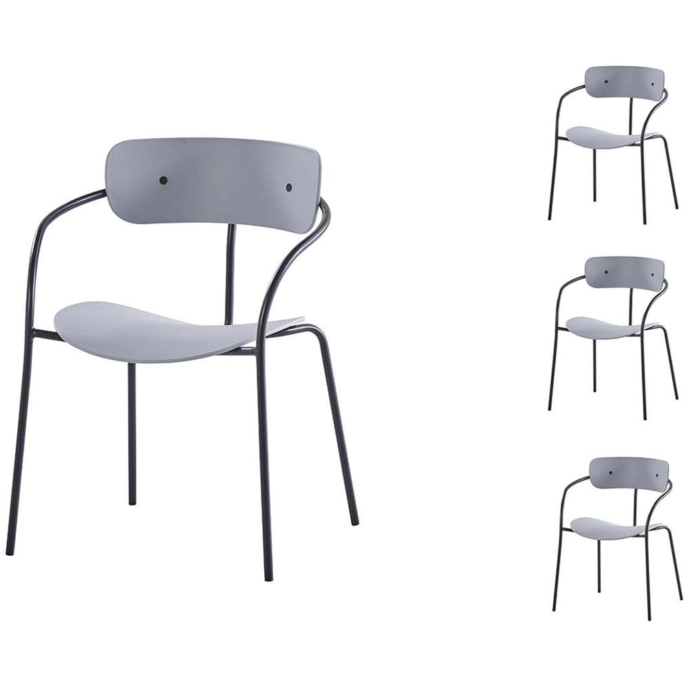 Set Di 4 Sedie Con Braccioli Grigio Chiaro Alexia - Foto 1