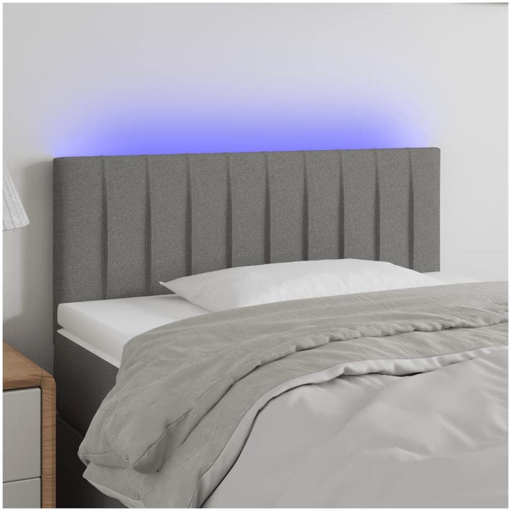 Testiera A Led Grigio Scuro 80x5x78/88 Cm In Tessuto - Foto 1
