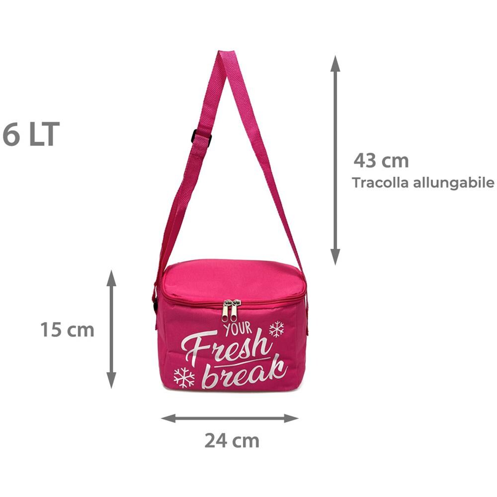Borsa Termica Frigo Porta Pranzo Spiaggia Lavoro Scuola Fresh Break Vari Colori E Misure 6l Fucsia - Foto 2