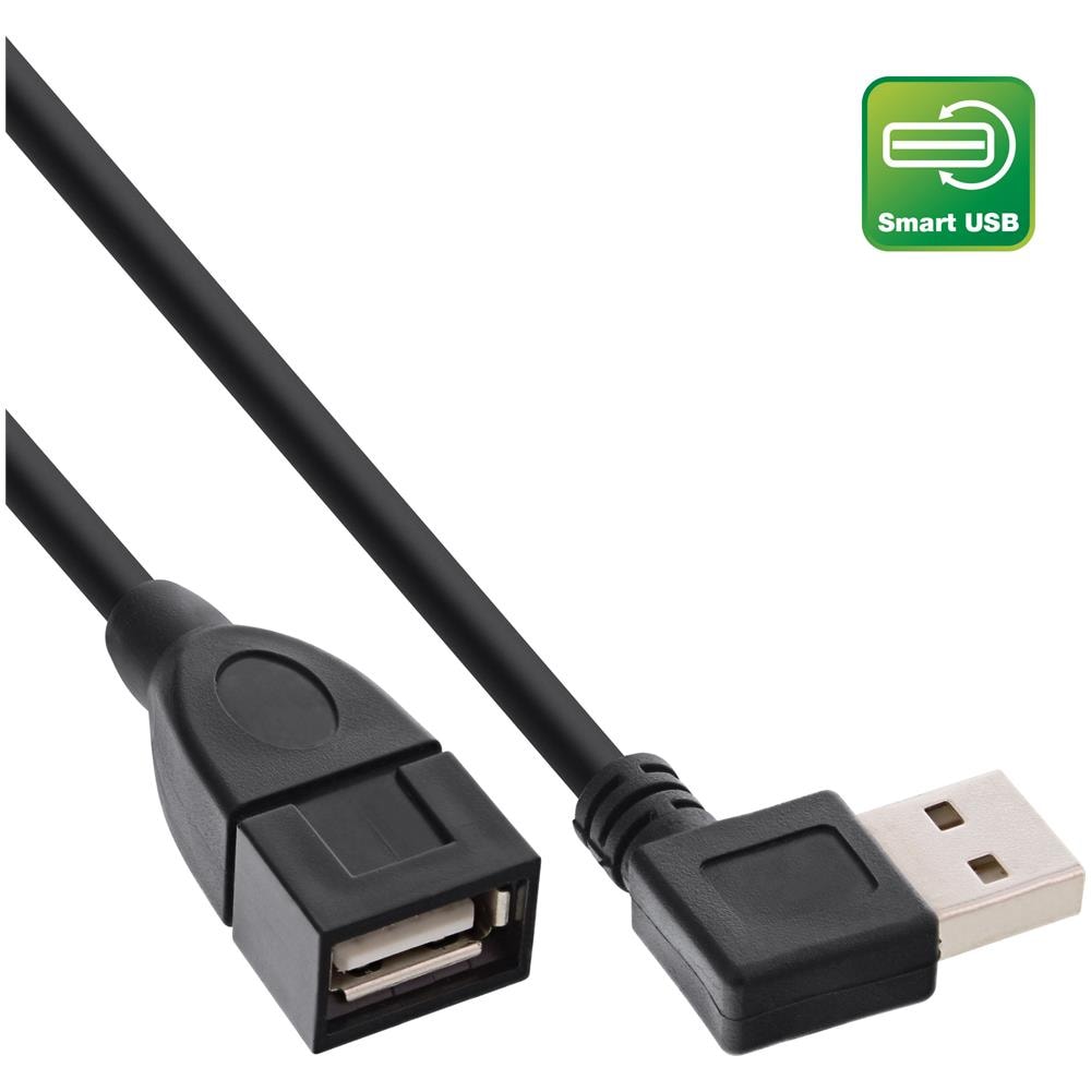 Prolunga Smart USB 2.0 angolata, Tipo A,mreversibile - F, nero, 1m - Foto 1