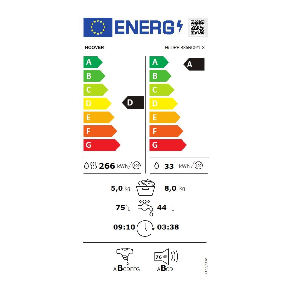 Lavasciuga 31020034 Eco-Power Capacità Lav /Asc 8/5 Kg Classe D Centrifuga 1400 giri - Foto 2
