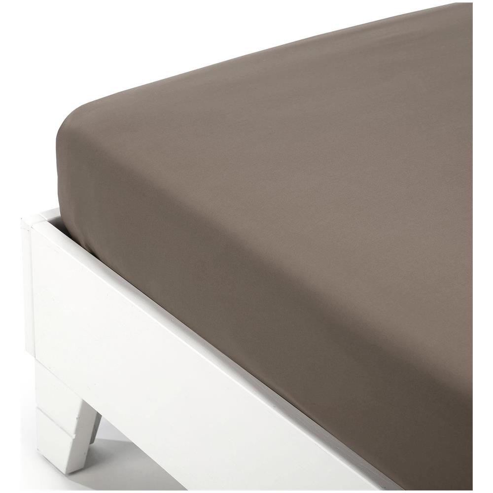 Lenzuolo Inferiore Jersey In Jersey Di Cotone Colore Marrone Misura Piazza E Mezza - Foto 1