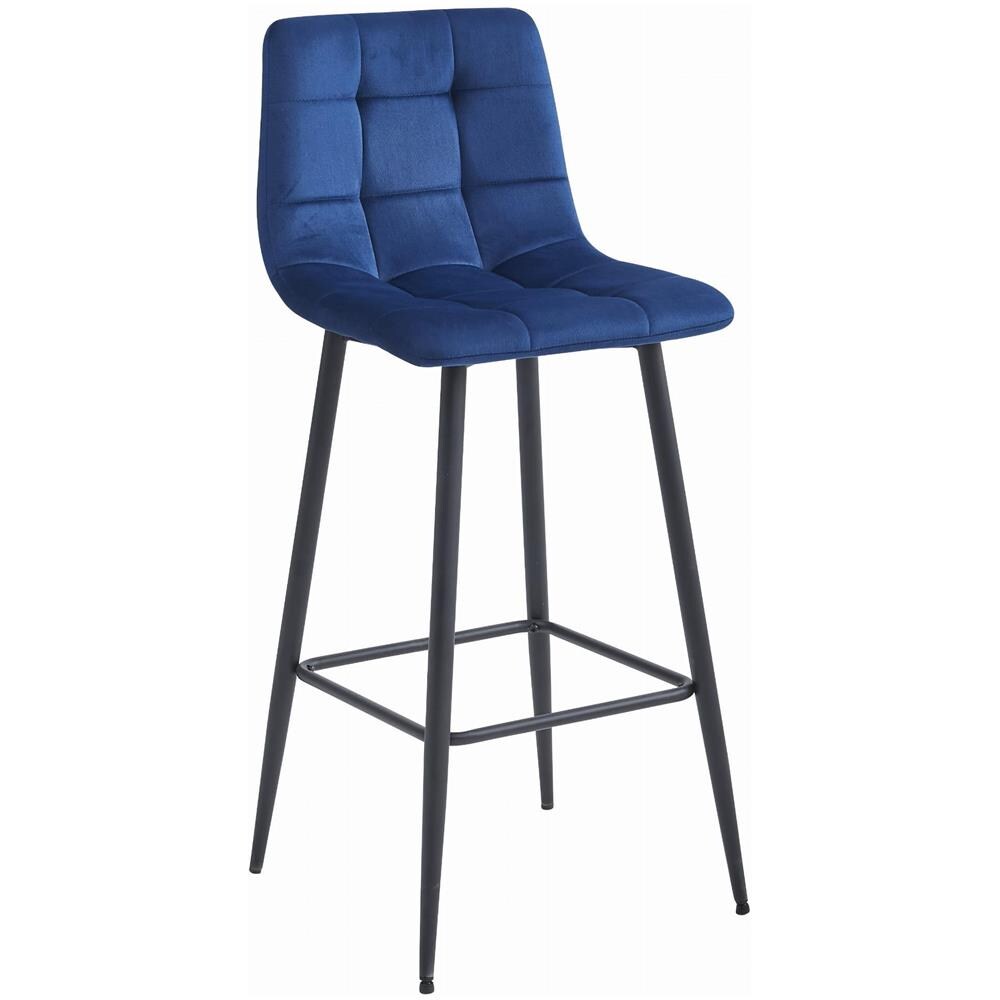 Sgabello TEOTO in velluto blu navy con gambe nere per cucina x2 - Foto 2
