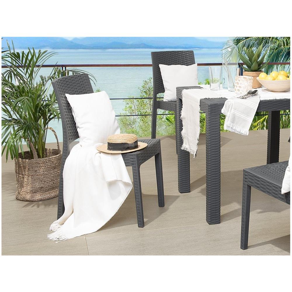 Sedia Da Giardino In Rattan-grigio Grafite Set Di 4 Pz Fossano - Foto 2