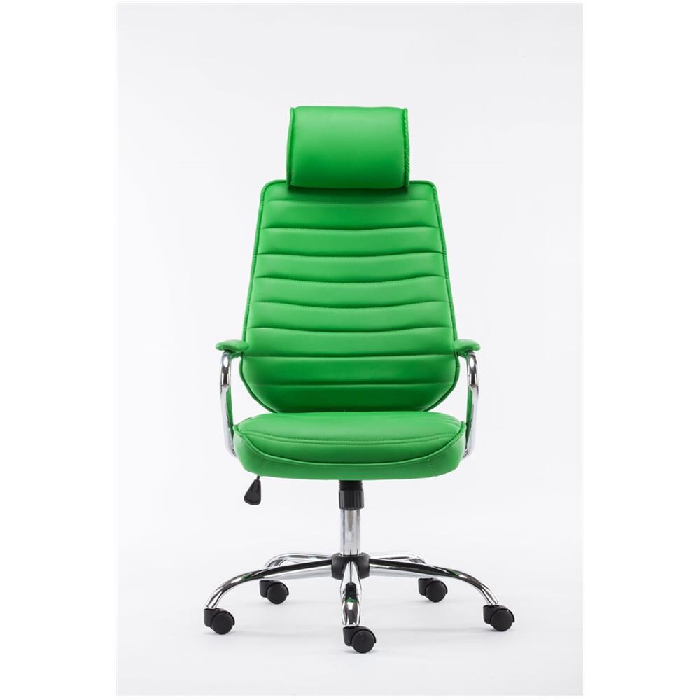 Poltrona da Ufficio Rako con Poggiatesta in Similpelle E Metallo I Poltrona Direzionale Regolabile 46-57CM I Sedia Imbottita con Braccioli E Ruote Verde - Foto 2