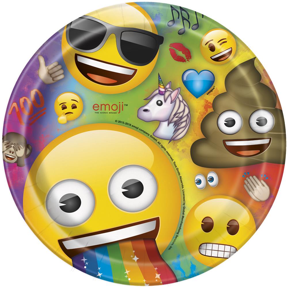 Unique - 8 Piatti In Cartone Emoji Rainbow 23 Cm - Foto 1