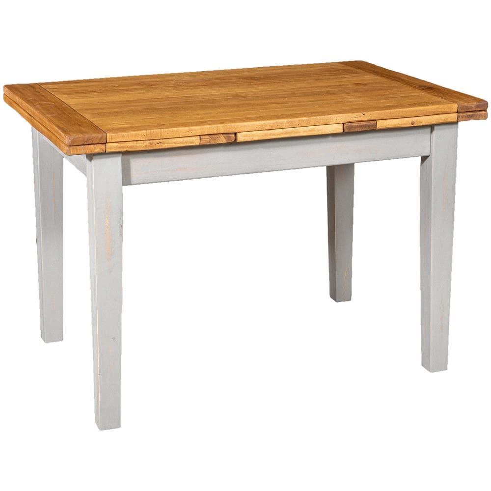 Tavolo Country Allungabile In Legno Massello Di Tiglio Struttura Grigio Anticato Piano Naturale Made In Italy - Foto 1