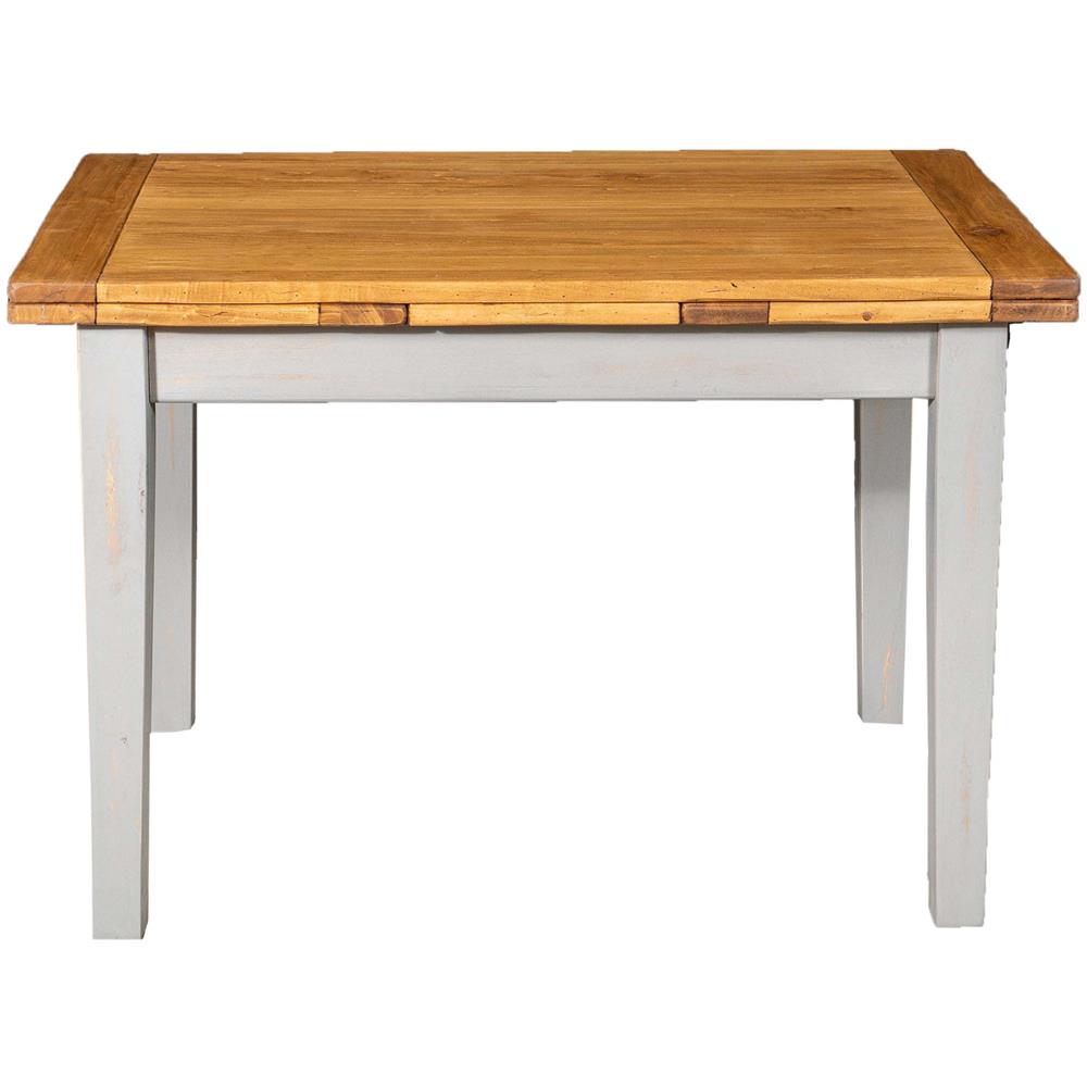 Tavolo Country Allungabile In Legno Massello Di Tiglio Struttura Grigio Anticato Piano Naturale Made In Italy - Foto 2