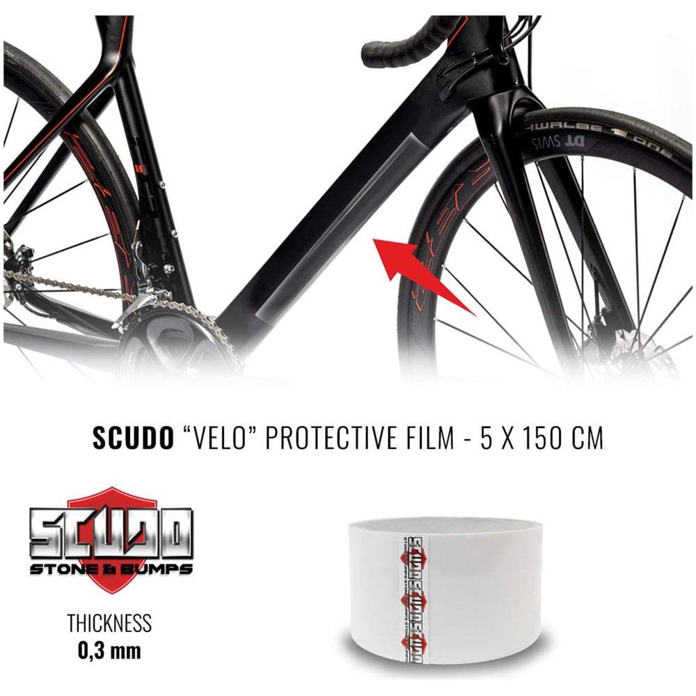 Nastro Adesivo Trasparente Scudo Per Protezione Telaio Bicicletta Spessore 0,3 Mm, 5 X 150 Cm - Foto 2