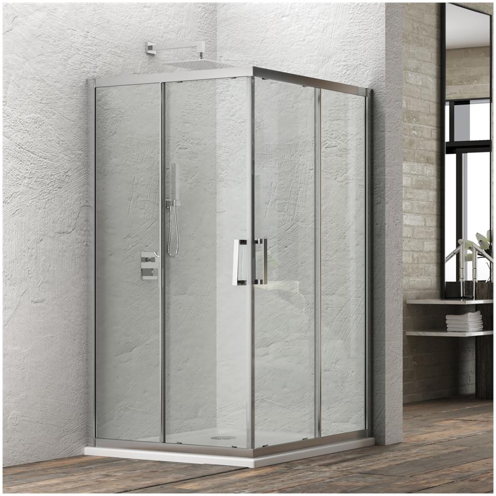 Box Cabina Doccia Angolare Corner Due Ante Scorrevoli Cristallo Temprato Alta Qualità *** Misure : 67-69x67-69xh195 Cm Stampato - Foto 1
