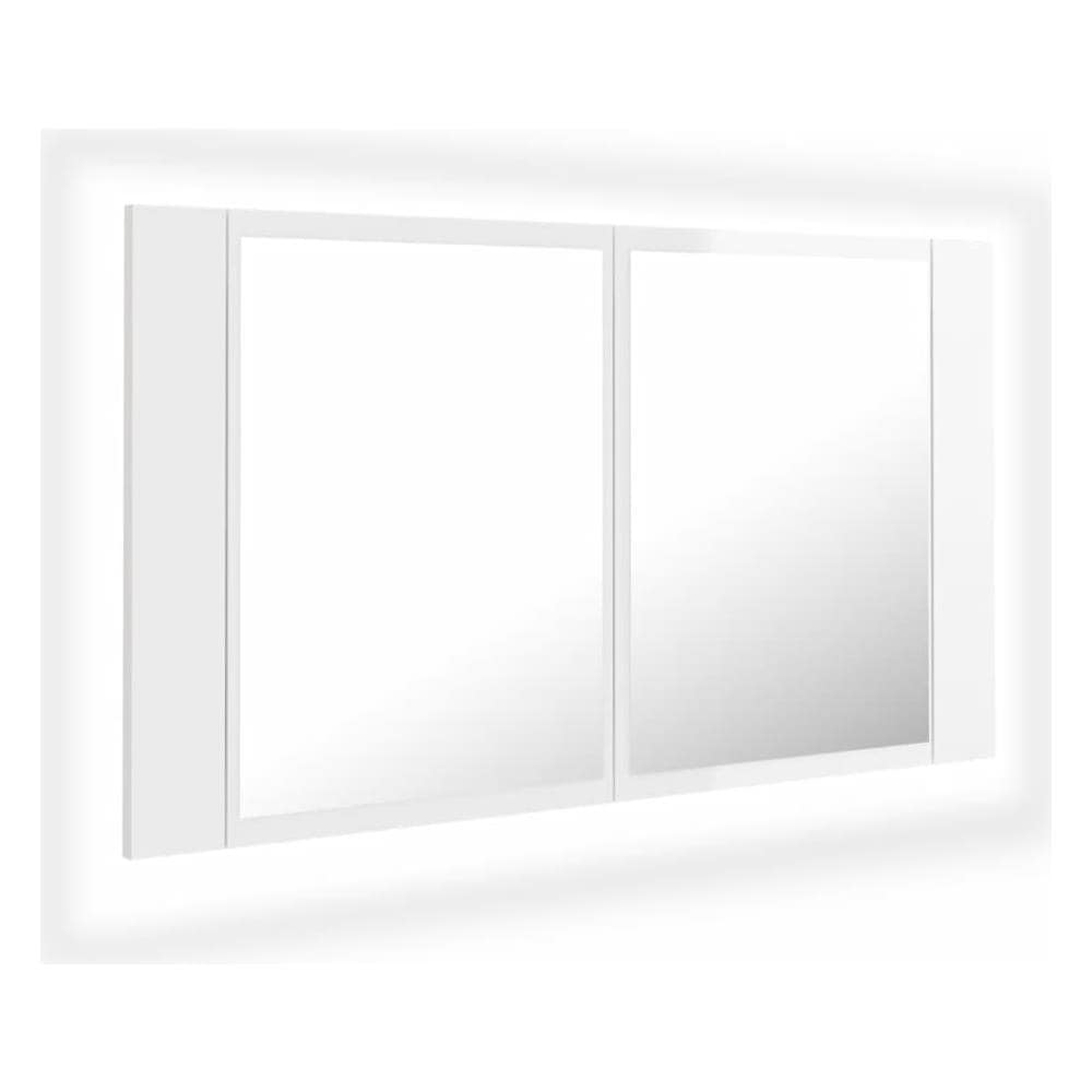 Armadietto a Specchio con Luci LED Bianco Lucido in Acrilico - Foto 1