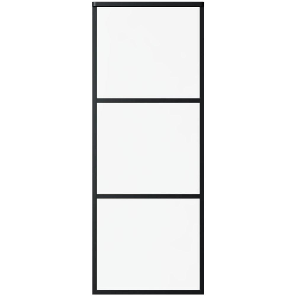 Porta Scorrevole In Vetro Esg E Alluminio 76x205 Cm Nera - Foto 2