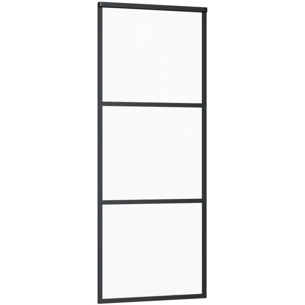 Porta Scorrevole In Vetro Esg E Alluminio 76x205 Cm Nera - Foto 3