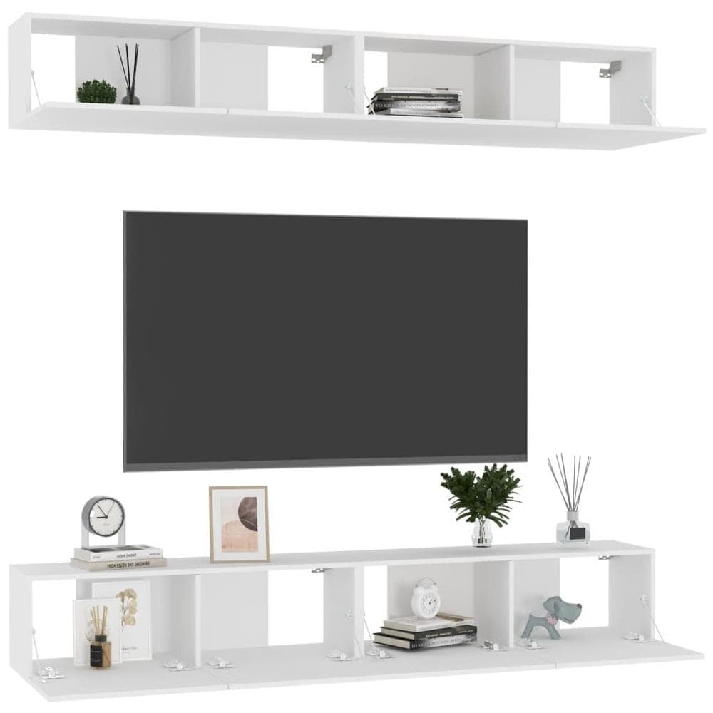 Mobili Tv 4 Pz Bianchi 100x30x30 Cm In Truciolato - Foto 3