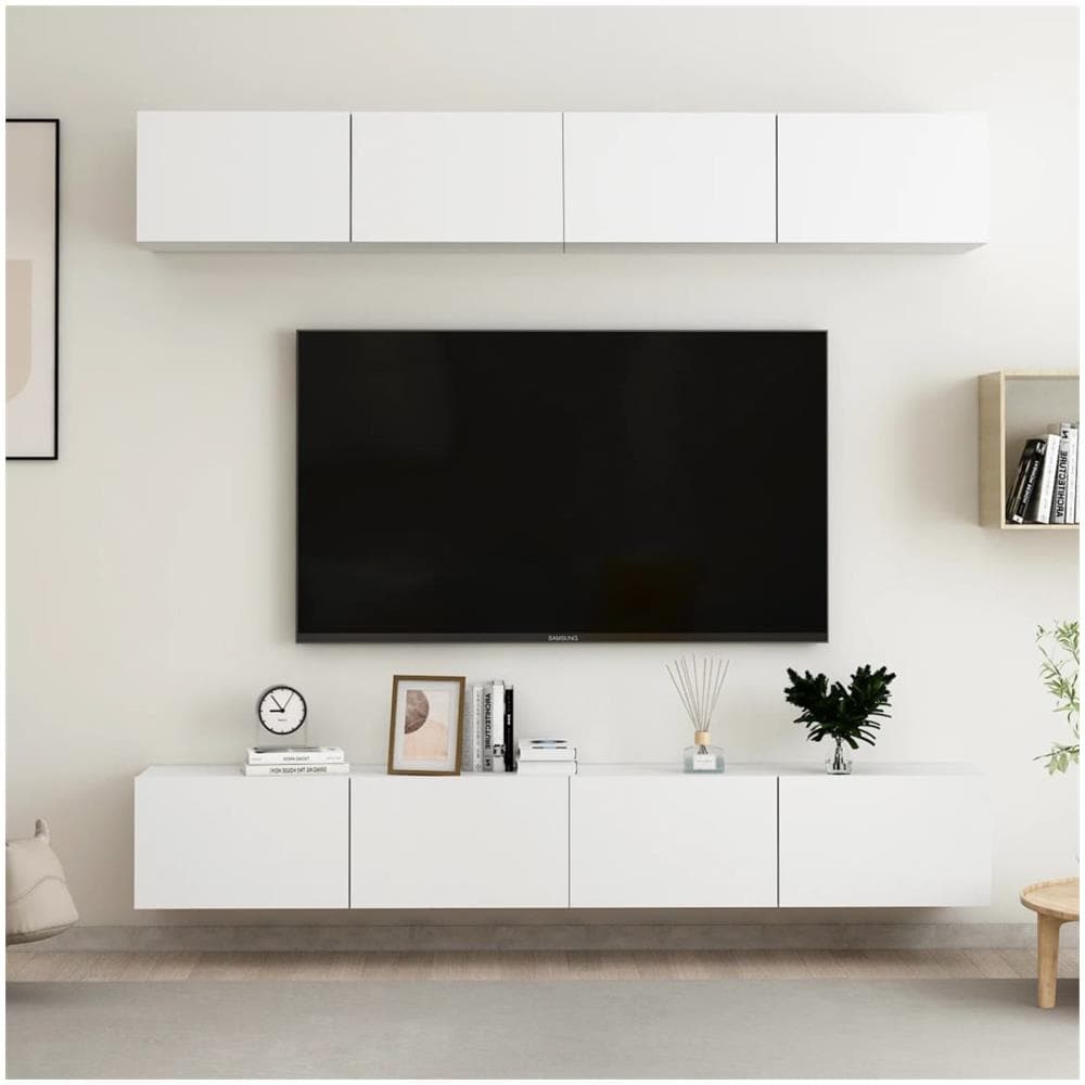 Mobili Tv 4 Pz Bianchi 100x30x30 Cm In Truciolato - Foto 1