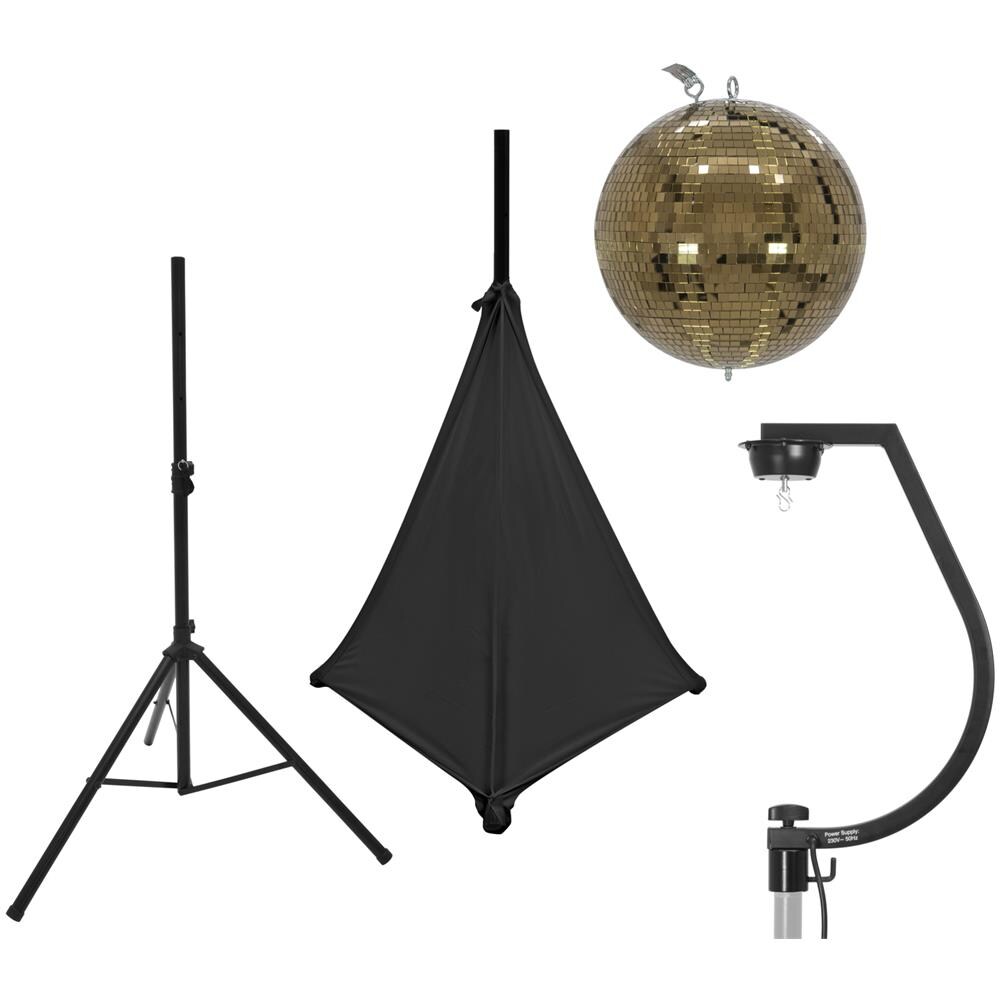 Set Mirror Ball 30cm Gold With Stand And Tripod Cover Black - Foto 1