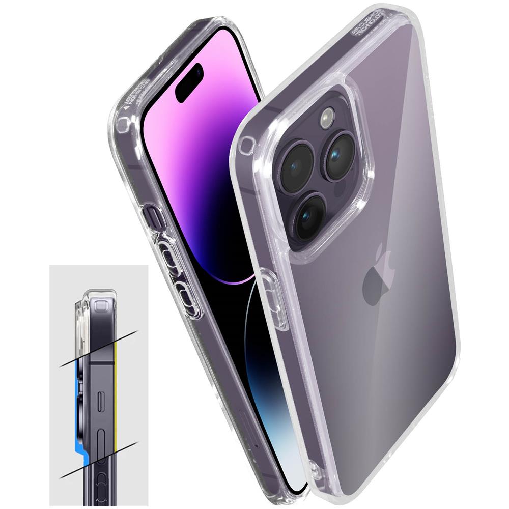 Cover Iphone 14 Pro Max Extra-trasparente Antiurto Spigen Ultra Hybrid - Foto 5