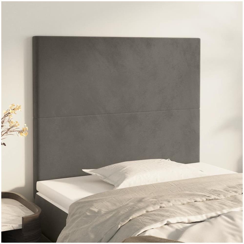 Testiera 2 Pz Grigio Scuro 80x5x78/88 Cm In Velluto - Foto 1
