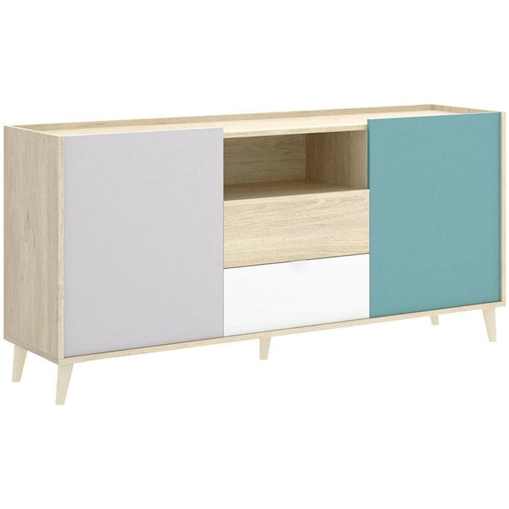 Credenza Con 2 Ante E 2 Cassetti Multicolore - Bica - Foto 8