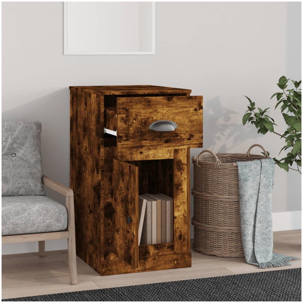 Mobiletto Con Cassetto Rovere Fumo 40x50x75cm Legno Multistrato - Foto 3