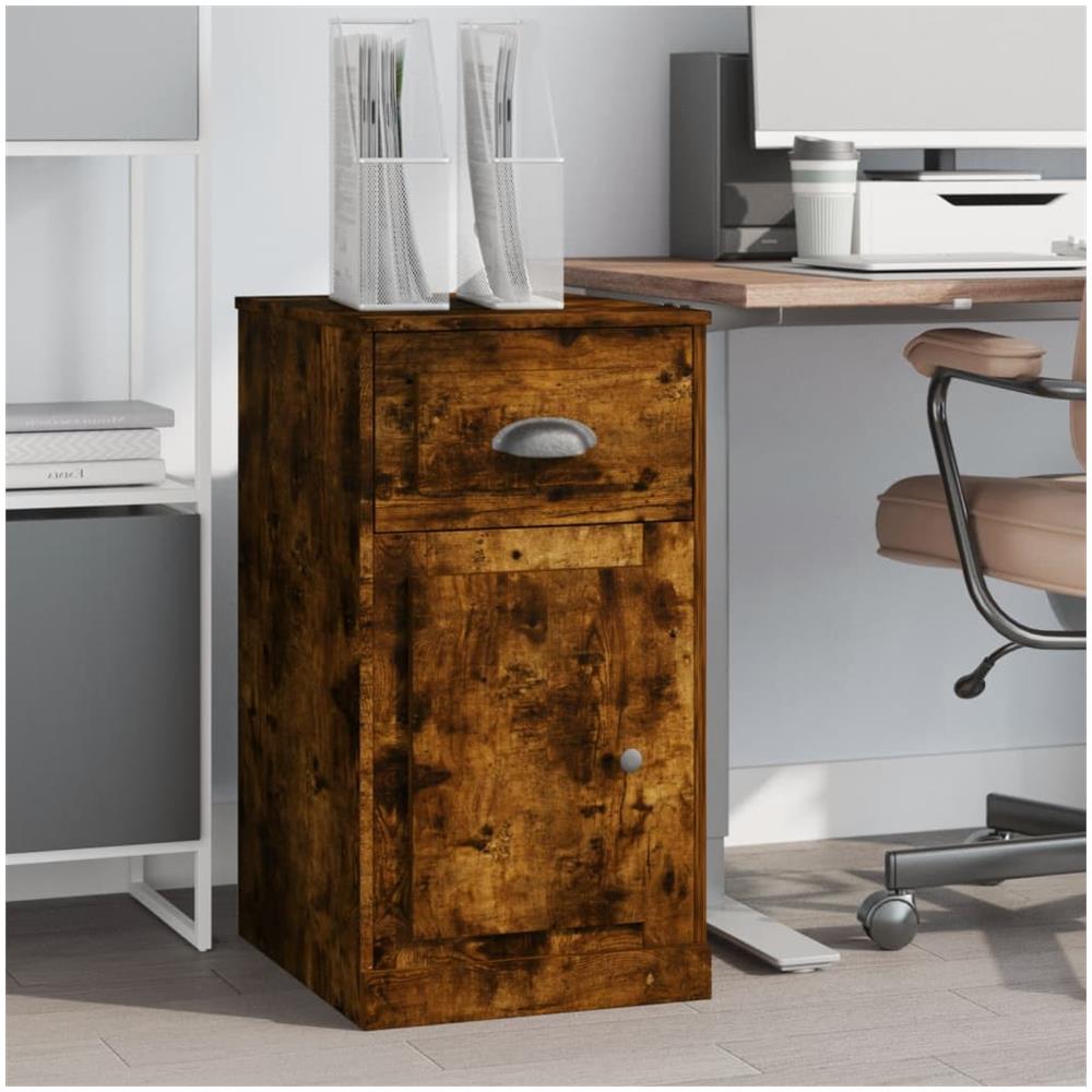 Mobiletto Con Cassetto Rovere Fumo 40x50x75cm Legno Multistrato - Foto 1