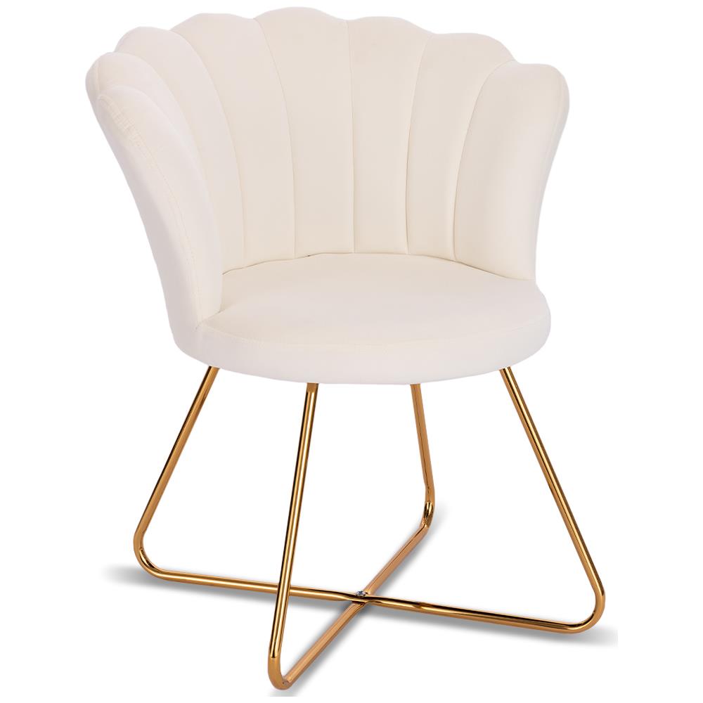 Poltrona Sedia Relax Con Schienale E Seduta In Velluto Beige Struttura Metallo - Foto 1