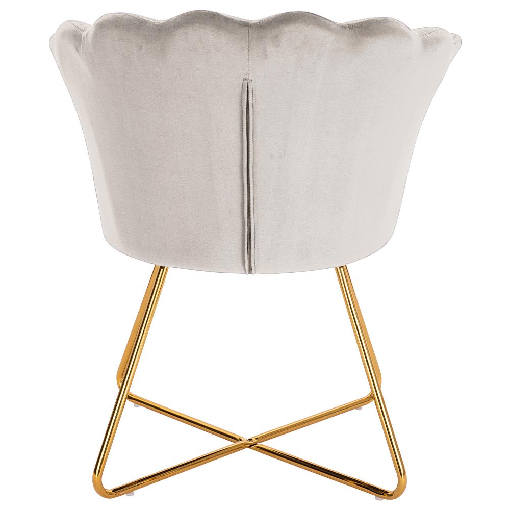 Poltrona Sedia Relax Con Schienale E Seduta In Velluto Beige Struttura Metallo - Foto 5