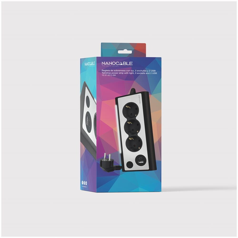 10.37.0013-BK prolunghe e multiple 1,5 m 3 presa (e) AC Interno Alluminio, Nero - Foto 4