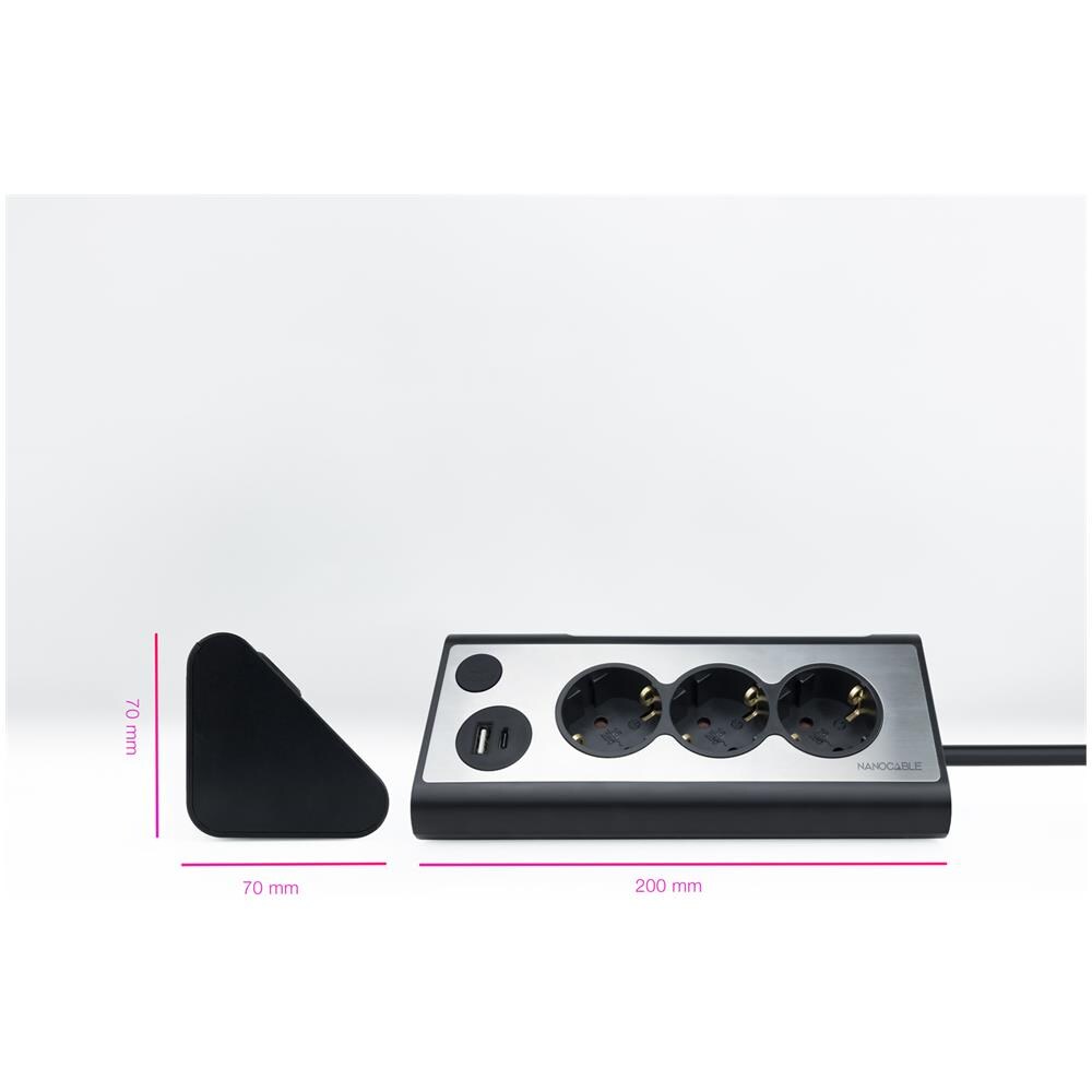 10.37.0013-BK prolunghe e multiple 1,5 m 3 presa (e) AC Interno Alluminio, Nero - Foto 2