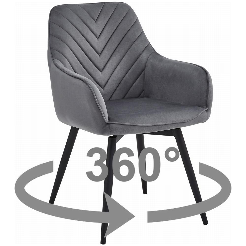 NANA360 Sedia girevole in velluto - Grigio scuro x 1 - Foto 1