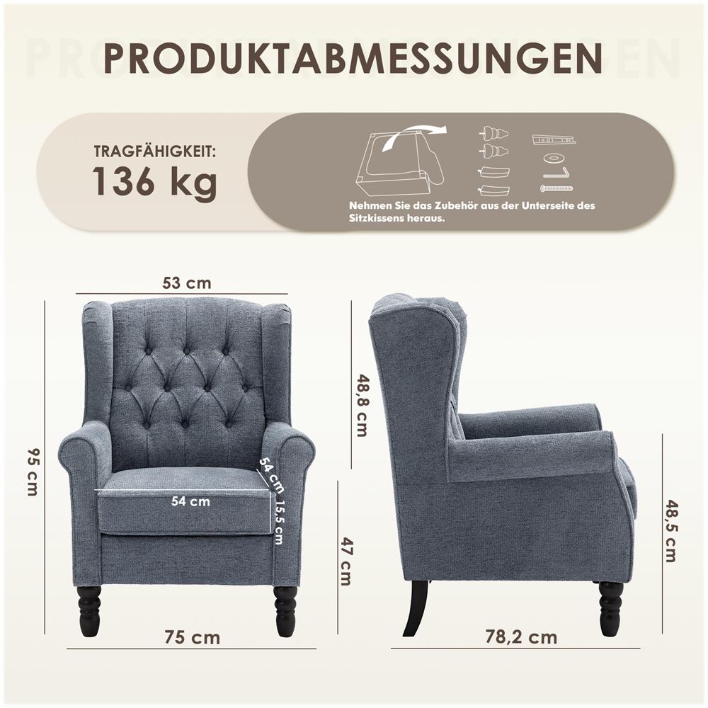 Sedia design minimalista, unisce comfort e stile per un ambiente moderno, Colore Blu - Foto 2