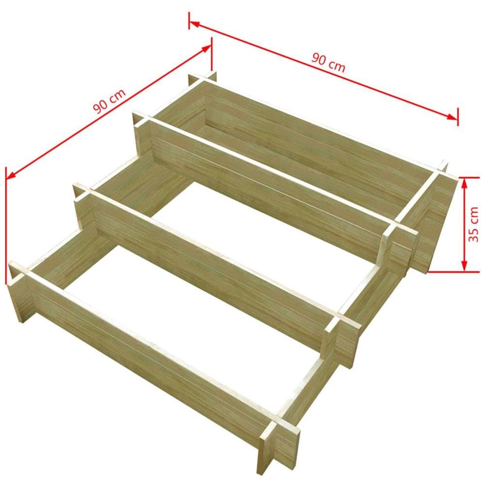 Fioriera Piantatore A Tre Livelli In Legno Impregnato 90 X 35 Cm - Foto 4